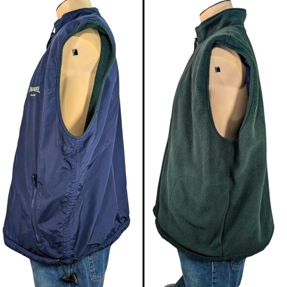 Spalding Athletic XL Vintage Reversible Blue & Green Fleece Full Zip Vest - Picture 4 of 9